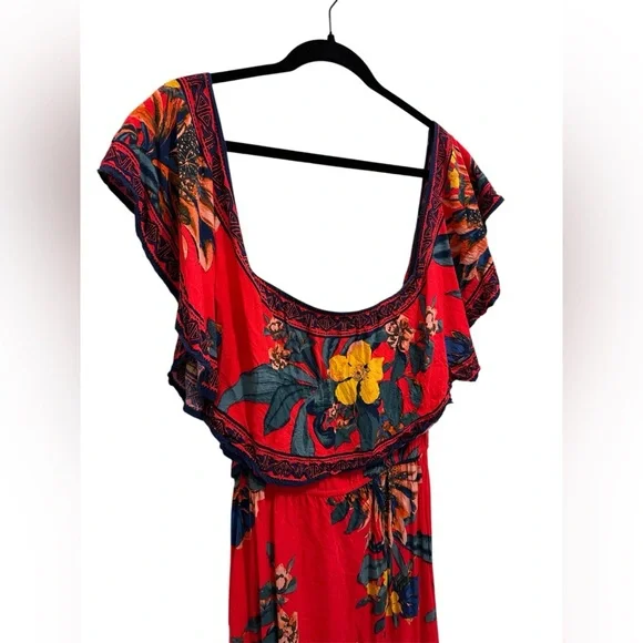 Flying Tomato Red Floral Off-Shoulder Maxi Dress. EUC - Picture 3 of 7